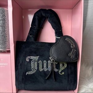 Juicy Couture Black Rhinestone Embellished Tote